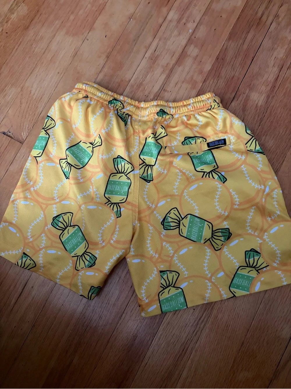 Yellow Candy Print boys Athletic Shorts Baseballism